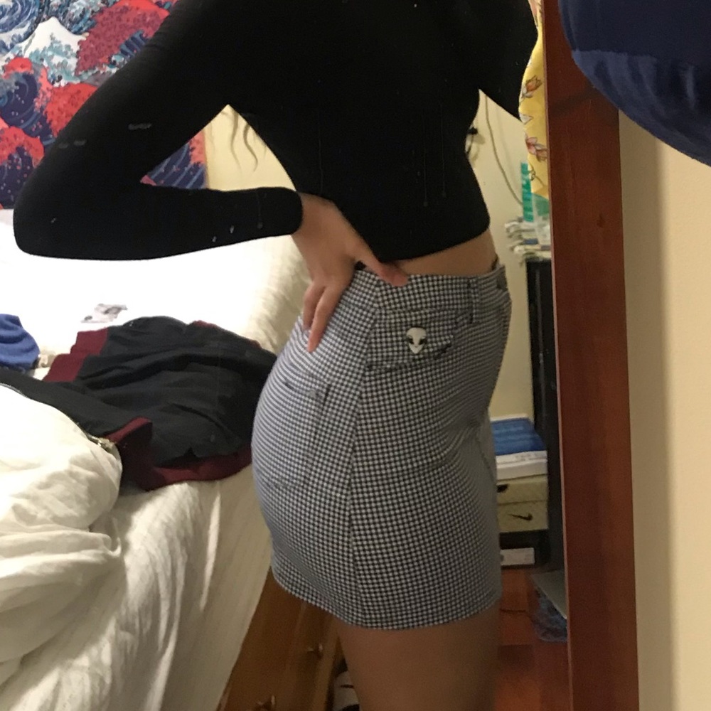 Pull&Bear Navy Alien Checkered Skirt - Picture 4 of 4